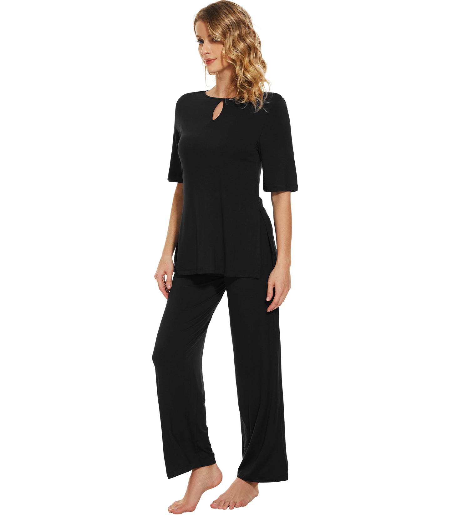 WiWi Bamboo Short Sleeve Sleepwear with Long Pants Pjs