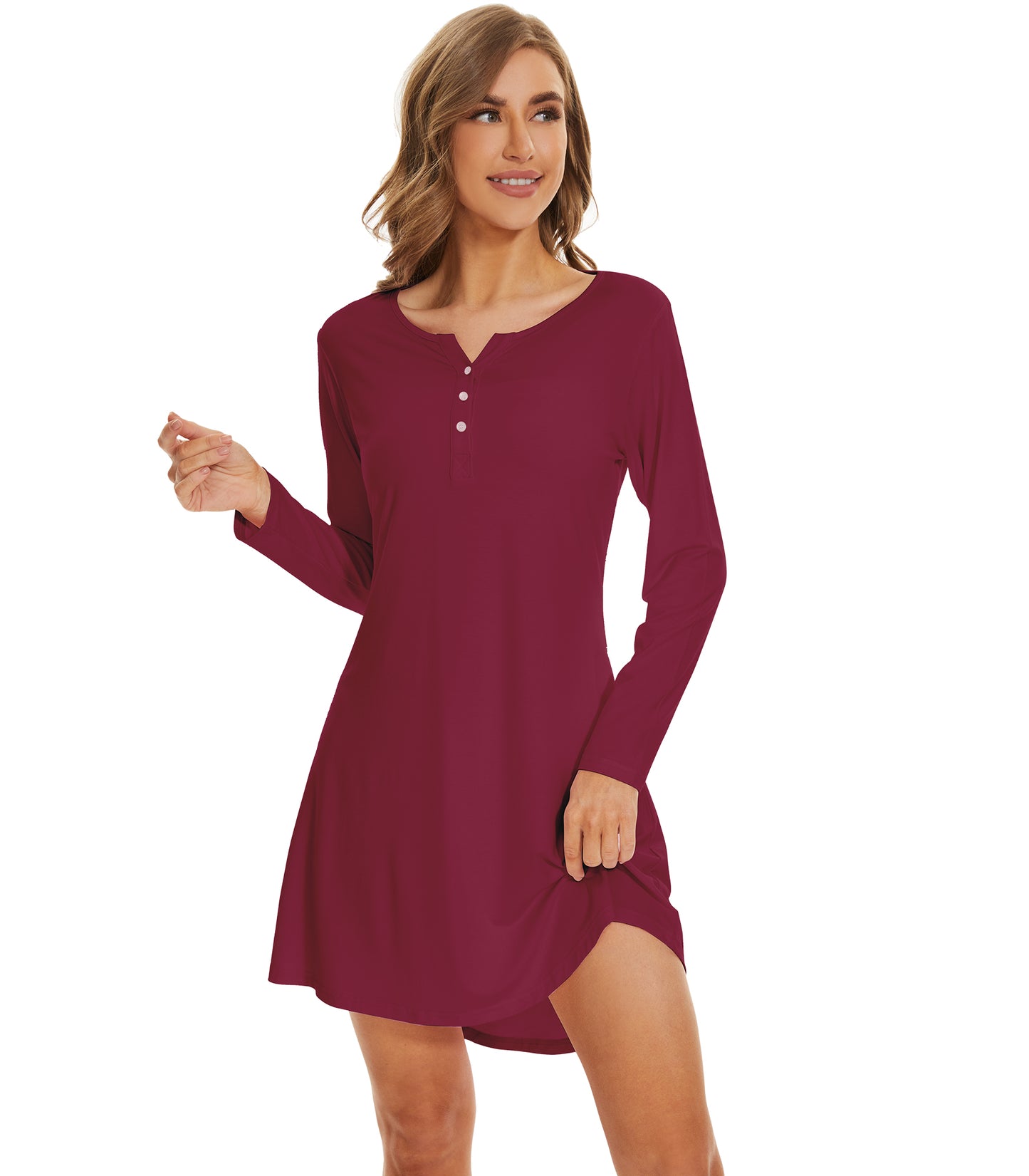 WiWi Women Bamboo Nightgowns Long Sleeve