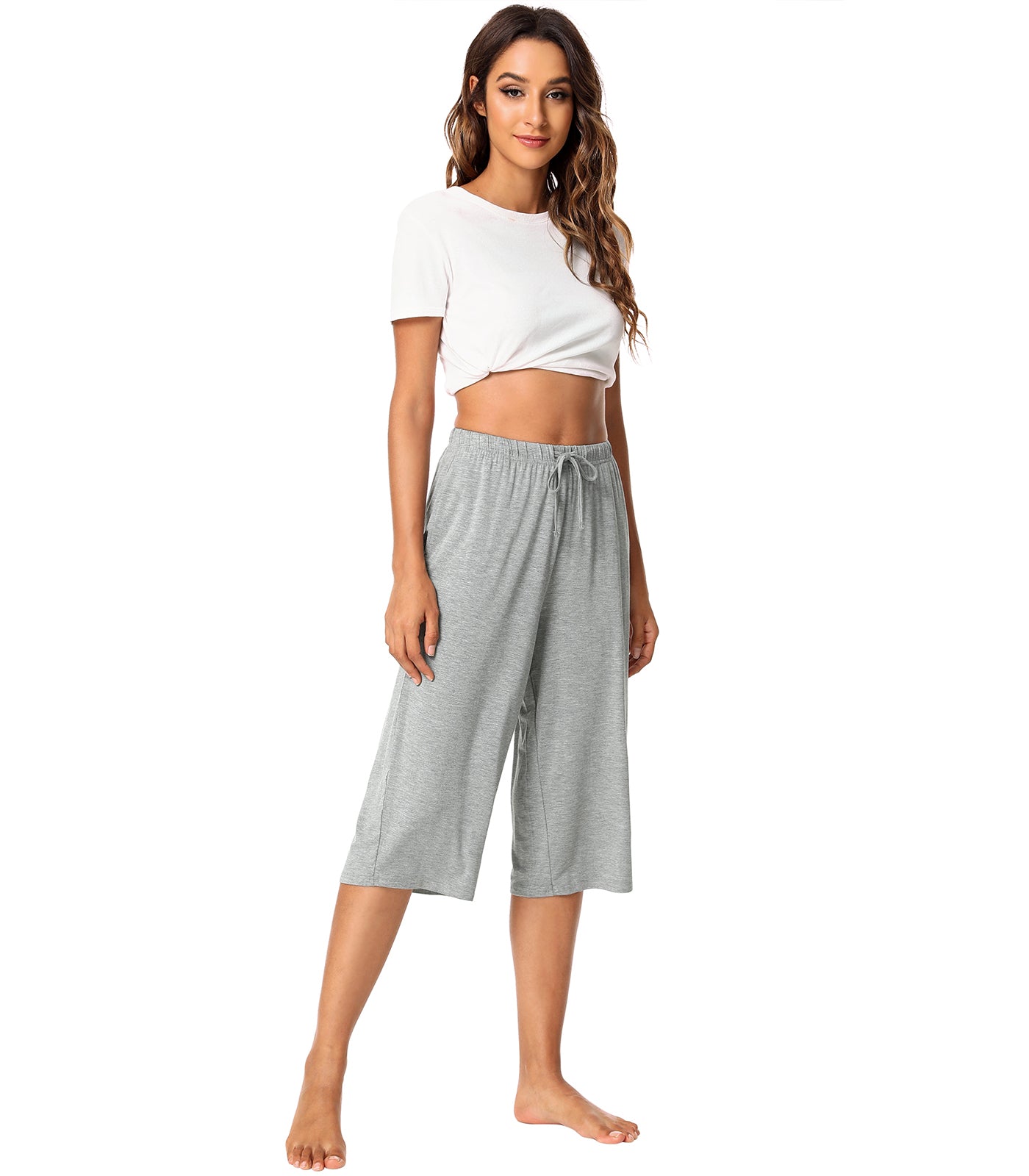 WiWi Womens Bamboo Comfy Capri Pants