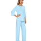 WiWi Women's Bamboo Pajama Sets Soft Loose Comfy Top with Pants