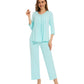 WiWi Women's Bamboo Pajamas Soft 3/4 Sleeve Pajama Sets 2 Pieces Pjs