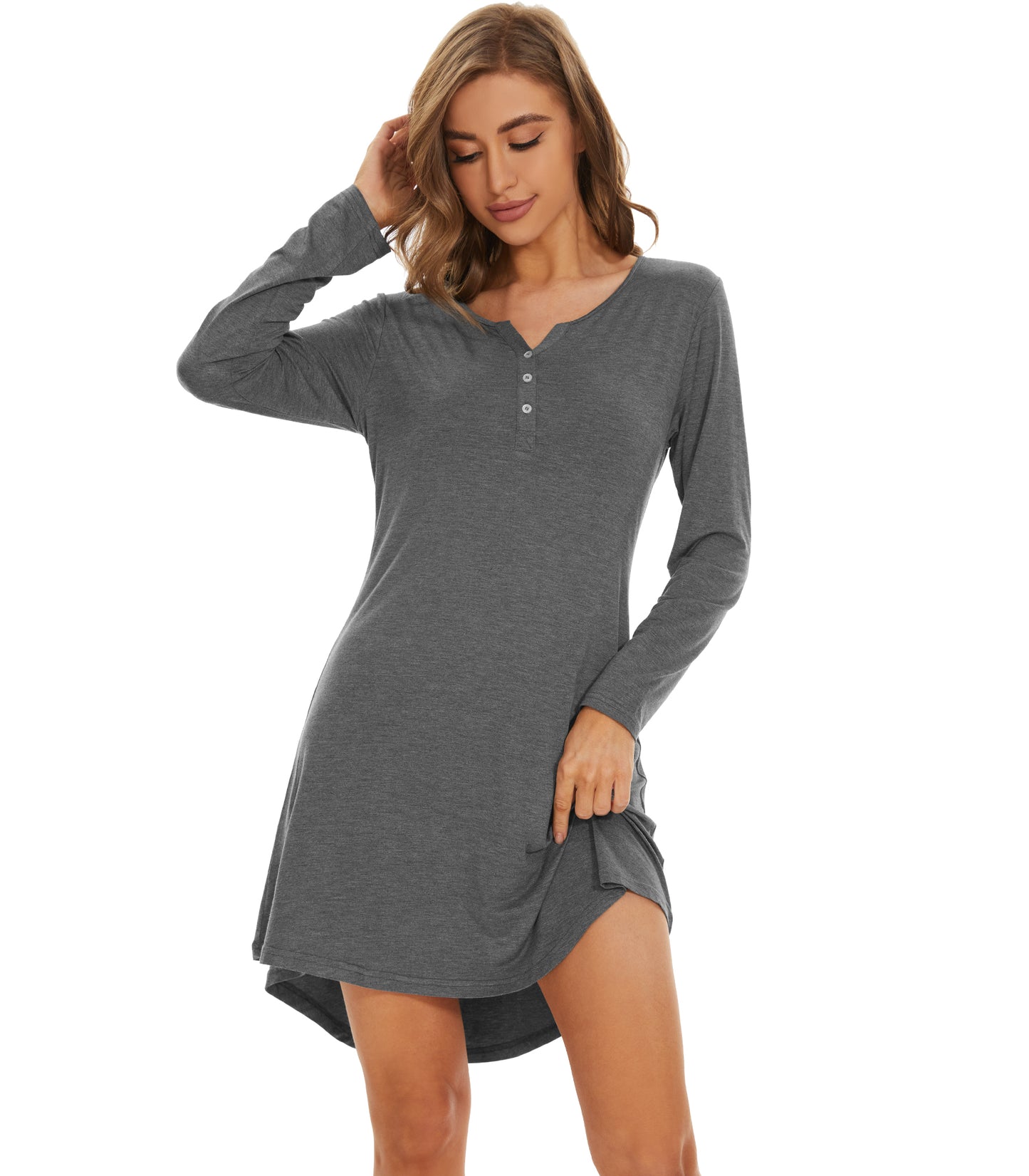 WiWi Women Bamboo Nightgowns Long Sleeve