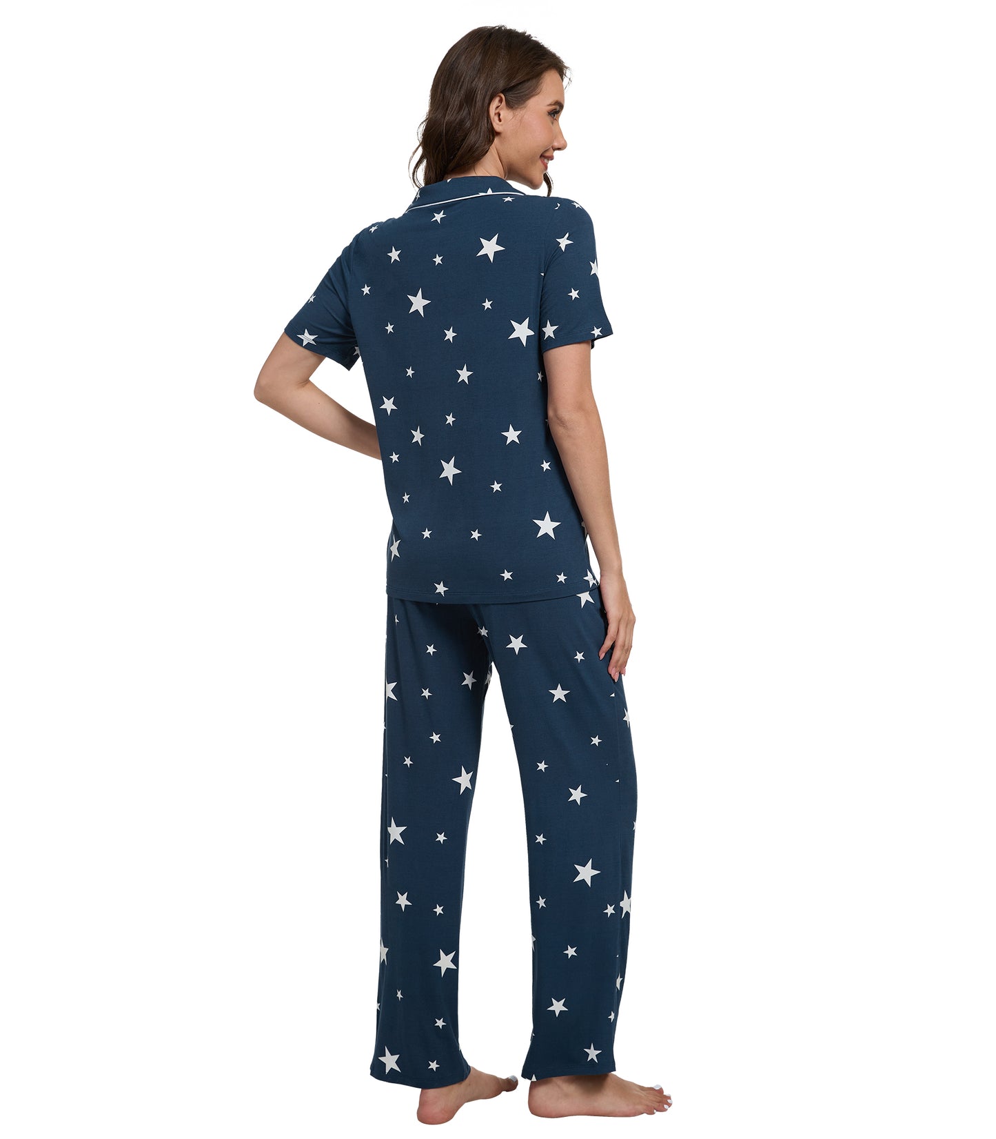 WiWi Womens Pajamas Set Soft Button Down Sleepwear