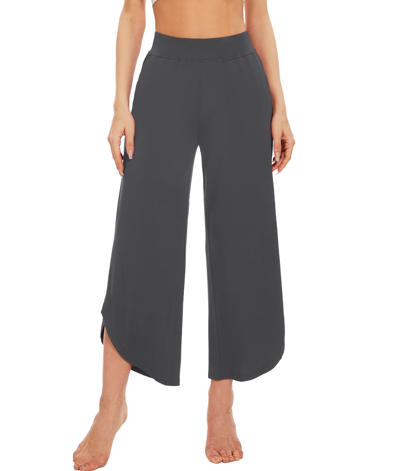 WiWi Women's Bamboo Viscose Wide Leg Capri Pajama Bottoms