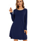 WiWi Scoop Neck Bamboo Nightgowns for Women Soft Long Sleeve Sleepwear
