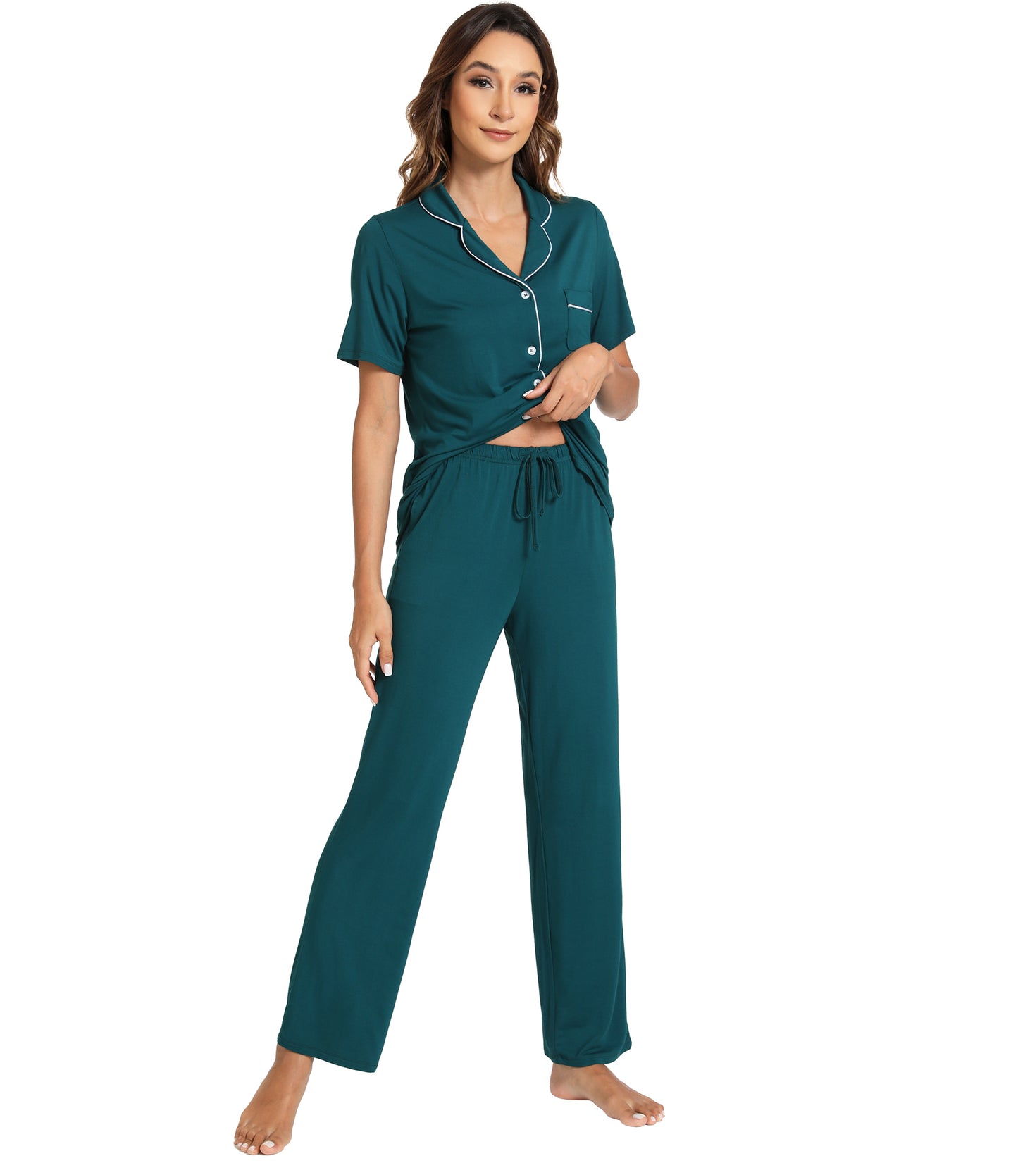 WiWi Womens Pajamas Set Soft Button Down Sleepwear