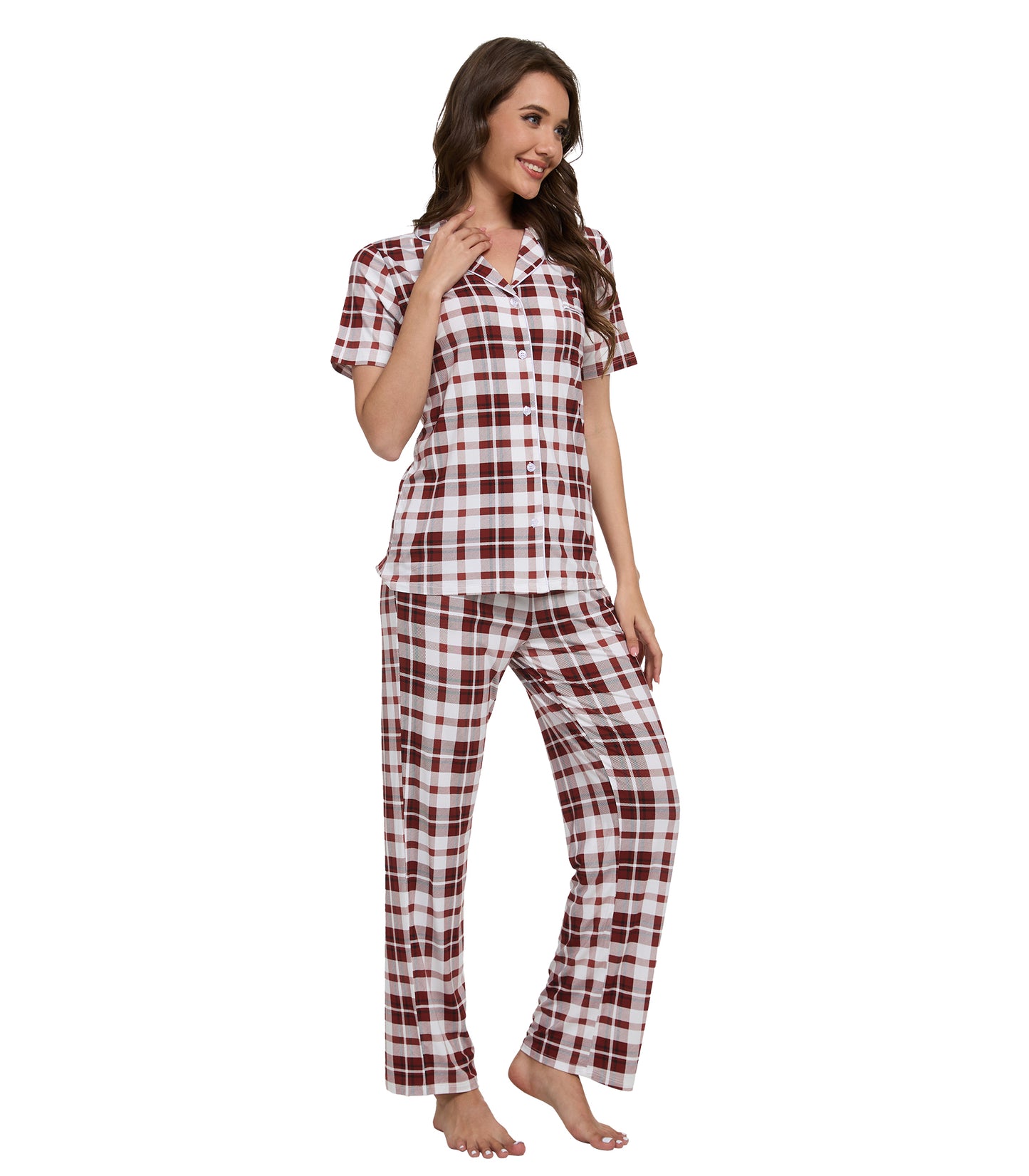 WiWi Womens Pajamas Set Soft Button Down Sleepwear
