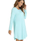 WiWi Scoop Neck Bamboo Nightgowns for Women Soft Long Sleeve Sleepwear