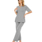 WiWi Bamboo Short Sleeve Sleepwear with Long Pants Pjs