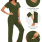 WiWi Bamboo Pajamas Set Soft Sleepwear Short Sleeve Top with Pant
