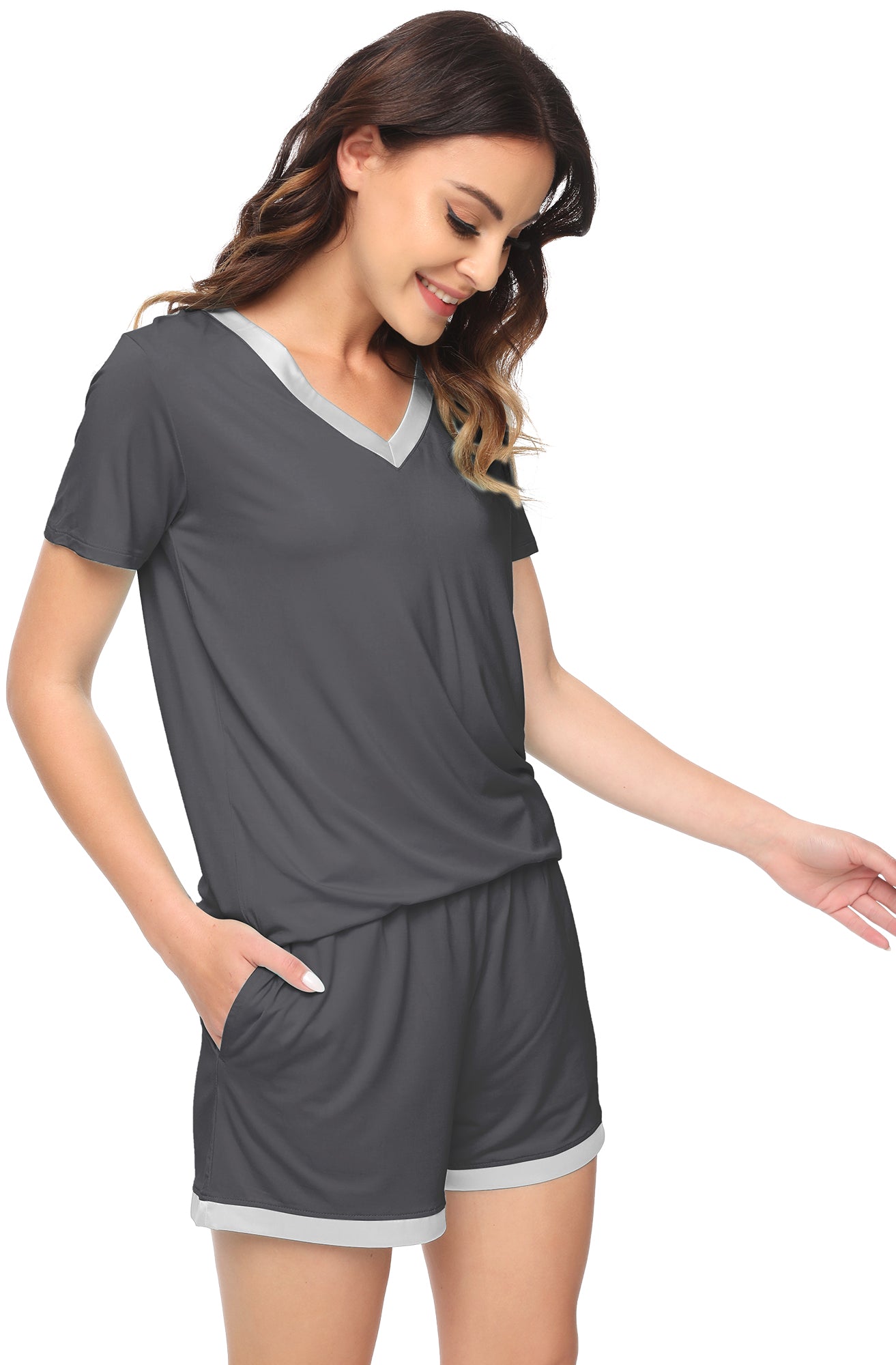 WiWi Bamboo Pajamas Set for Women Short Sets Summer Plus Size