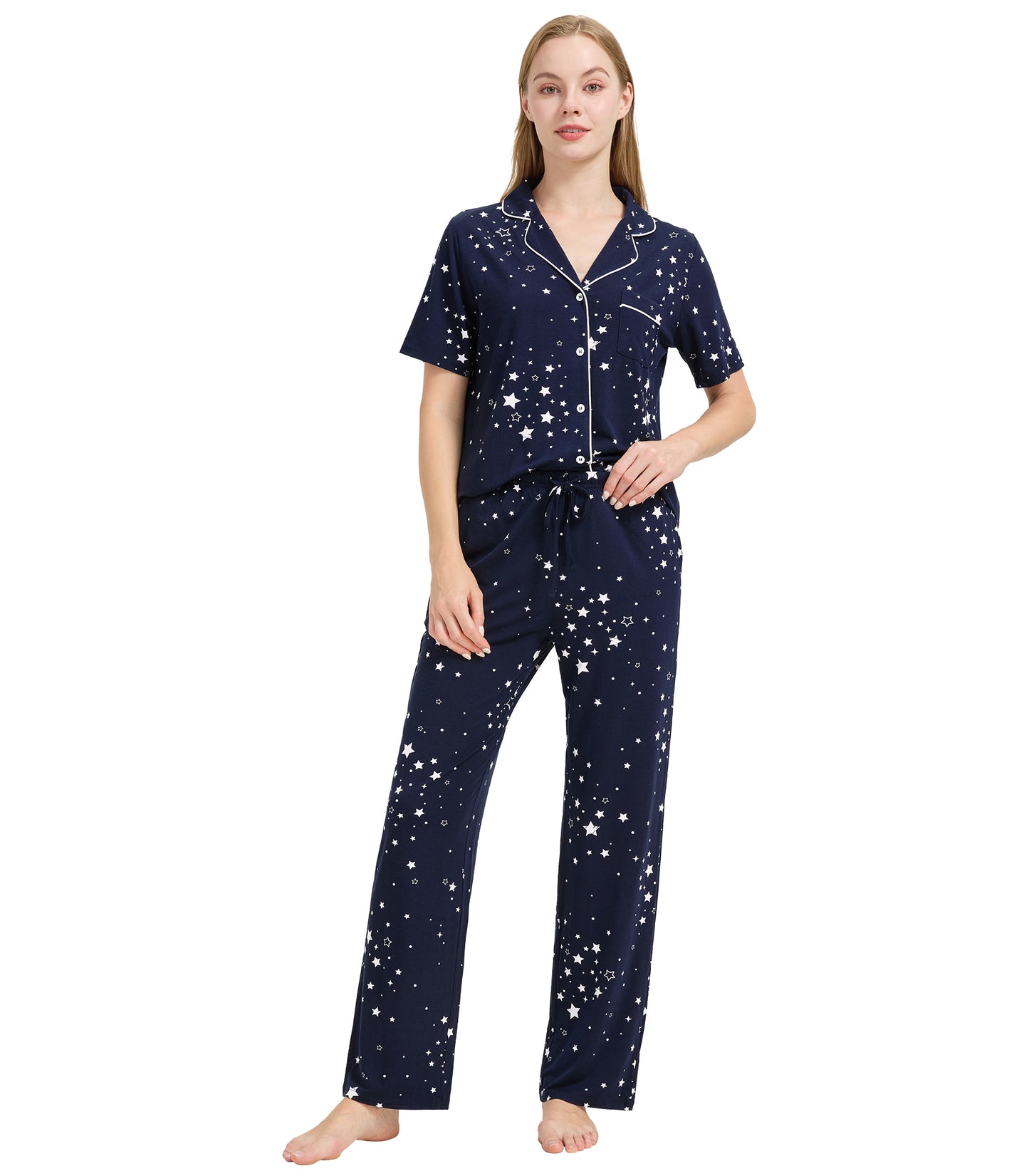 WiWi Womens Pajamas Set Soft Button Down Sleepwear