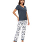 WiWi Bamboo Pajamas Set Soft Sleepwear Short Sleeve Top with Pant