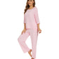 WiWi Bamboo Pajamas for Women Soft 3/4 Sleeve Sleepwear Casual Pj Set