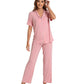WiWi Womens Pajamas Set Soft Button Down Sleepwear