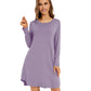 WiWi Scoop Neck Bamboo Nightgowns for Women Soft Long Sleeve Sleepwear