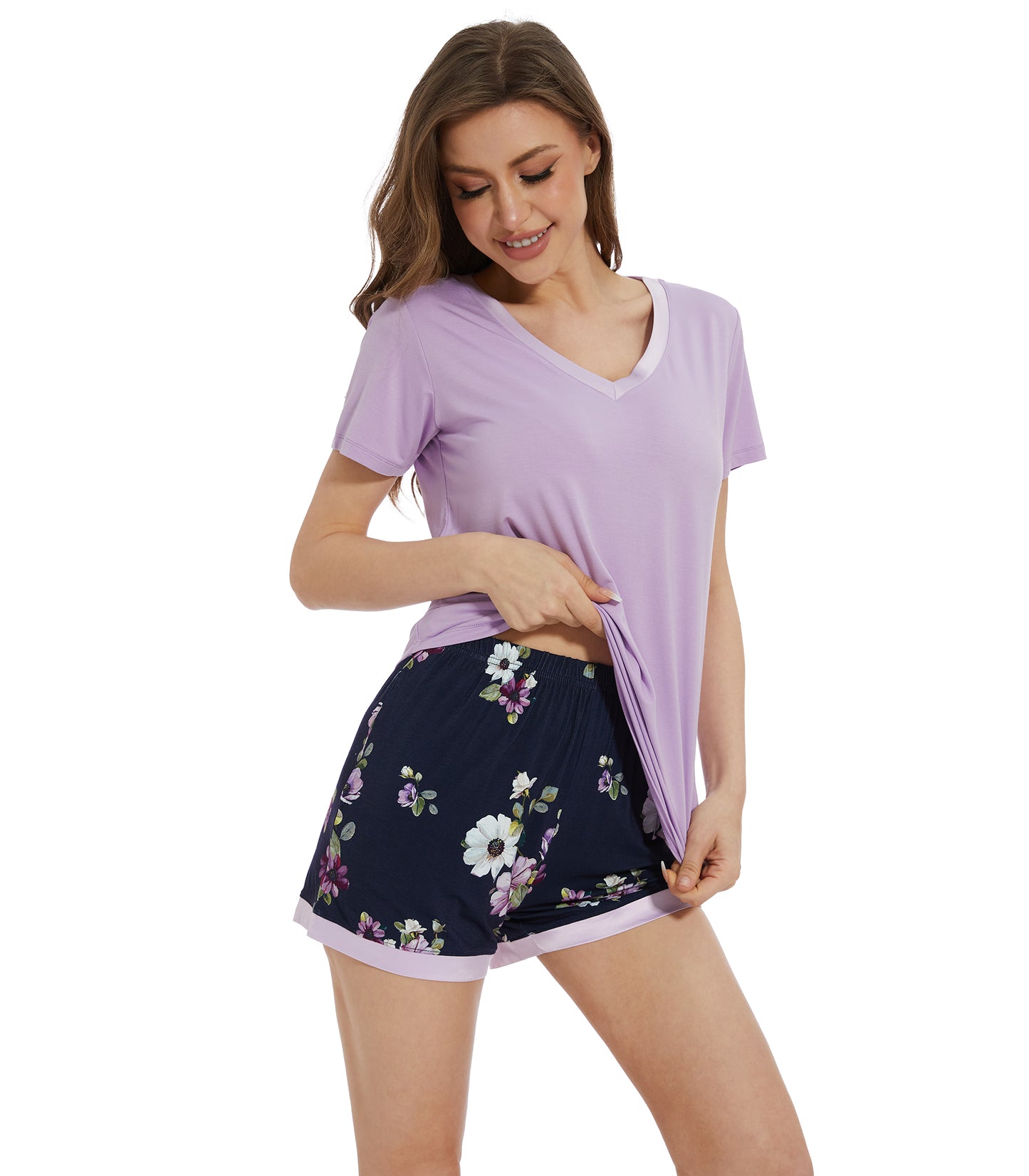 WiWi Bamboo Pajamas Set for Women Short Sets Summer Plus Size