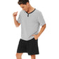 WiWi Men's Bamboo Pajama Sets Short Sleeve Tops and Shorts