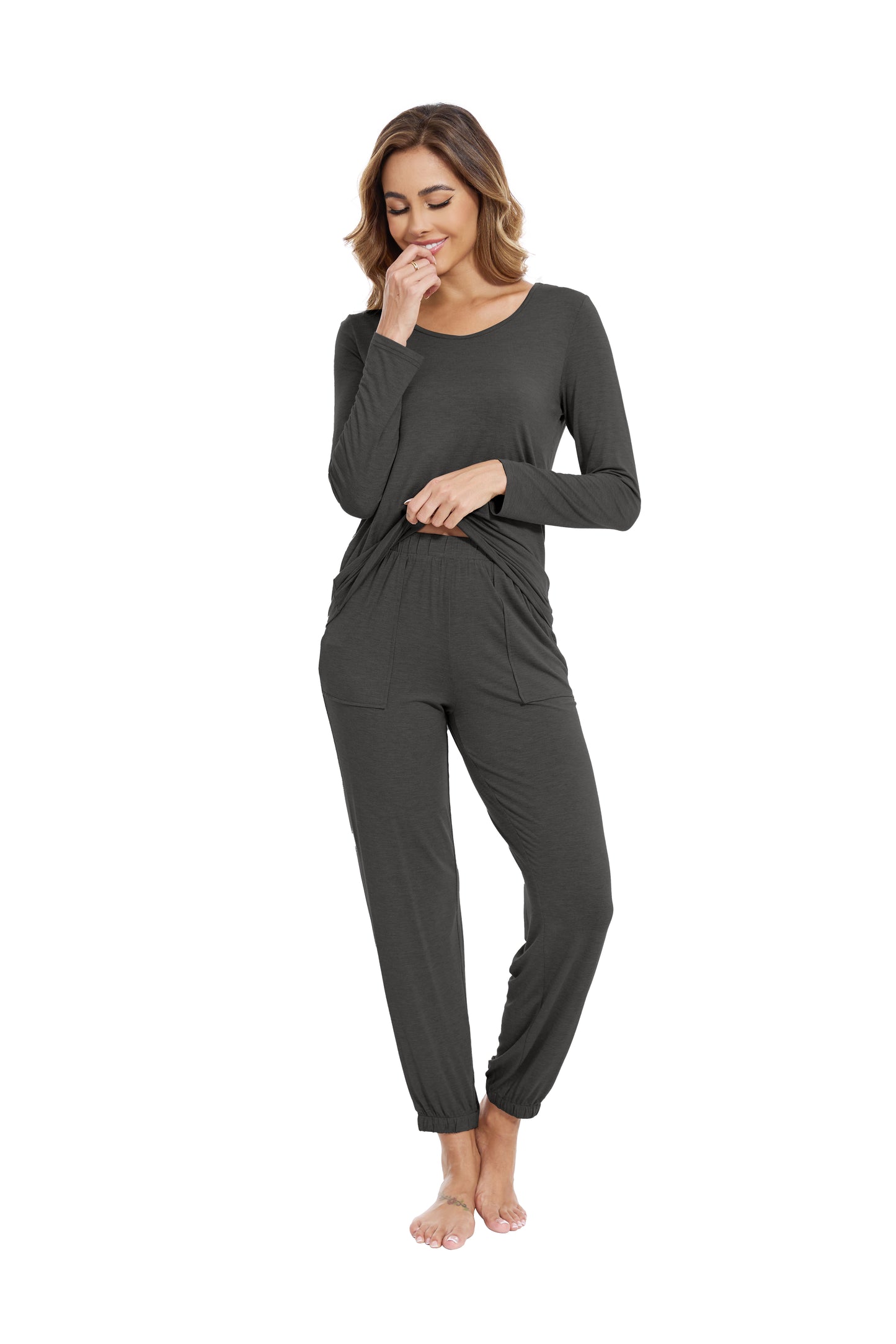 WiWi Scoop Neck Pajama Sets Sport Pajamas for Women