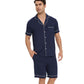 WiWi Loungewear Set for Men with Piping Notch Collar