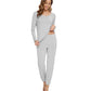 WiWi Scoop Neck Pajama Sets Sport Pajamas for Women