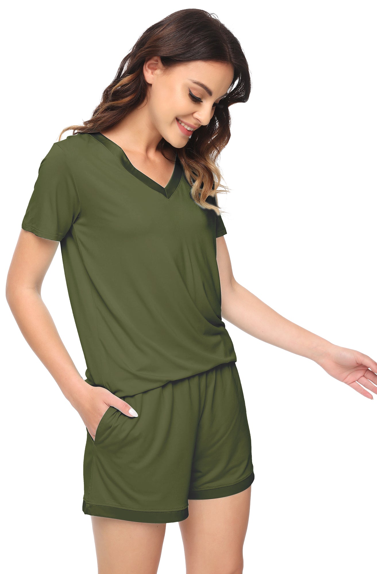 WiWi Bamboo Pajamas Set for Women Short Sets Summer Plus Size