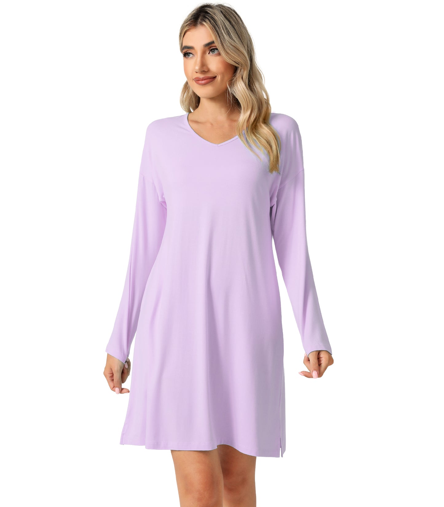 WiWi Bamboo Viscose Nightgowns for Women Soft Long Sleeve