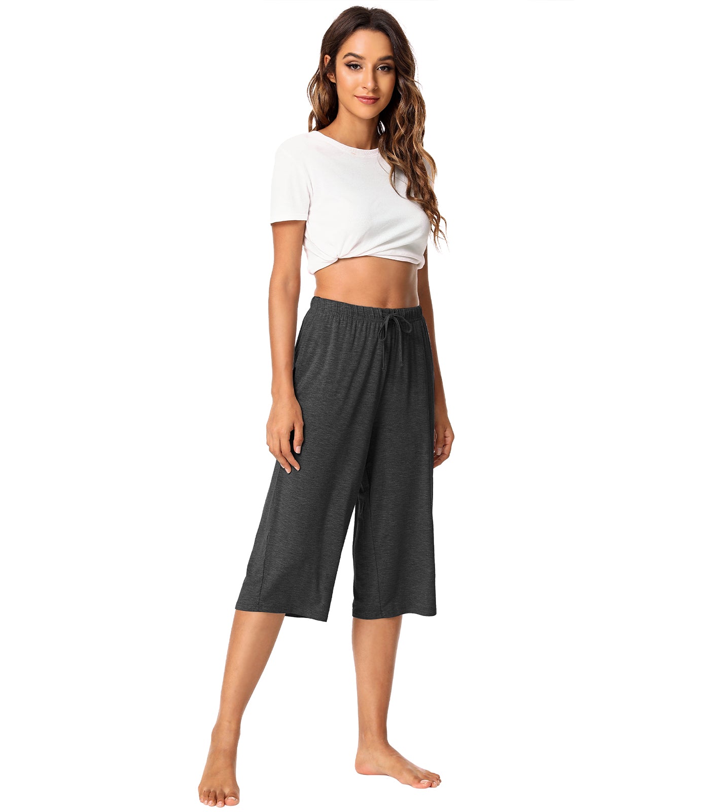 WiWi Womens Bamboo Comfy Capri Pants