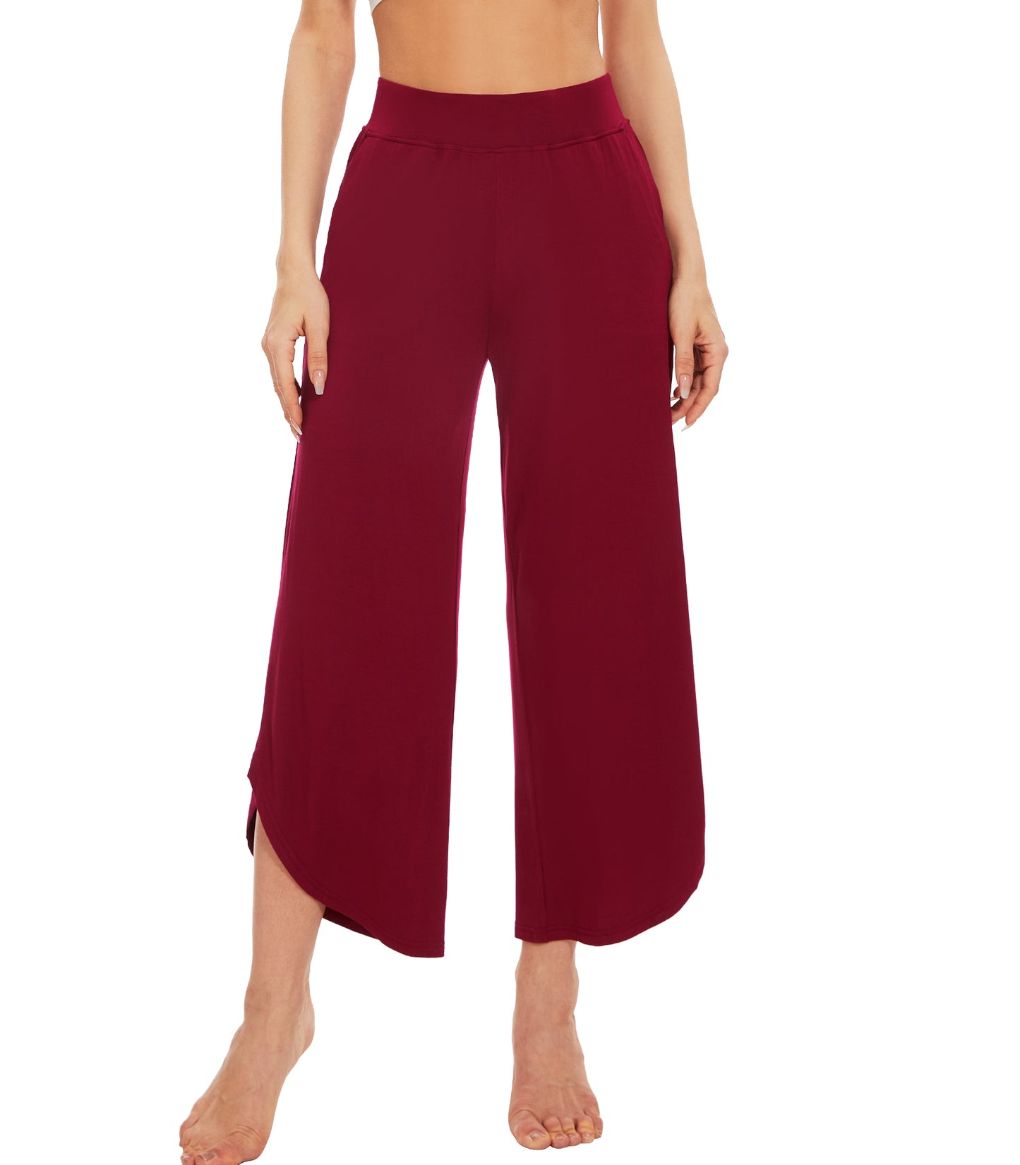 WiWi Women's Bamboo Viscose Wide Leg Capri Pajama Bottoms
