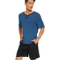 WiWi Men's Bamboo Pajama Sets Short Sleeve Tops and Shorts