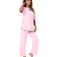 WiWi Bamboo Short Sleeve Sleepwear with Long Pants Pjs