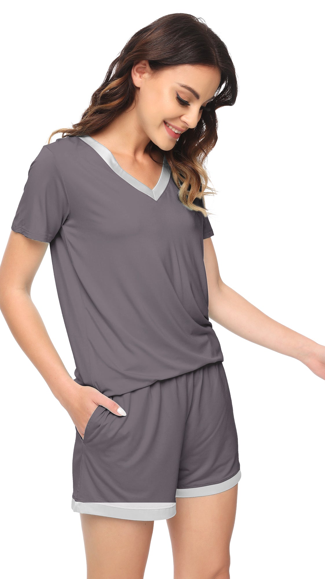 WiWi Bamboo Pajamas Set for Women Short Sets Summer Plus Size