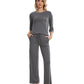WiWi Women's Bamboo Pajama Sets Soft Loose Comfy Top with Pants