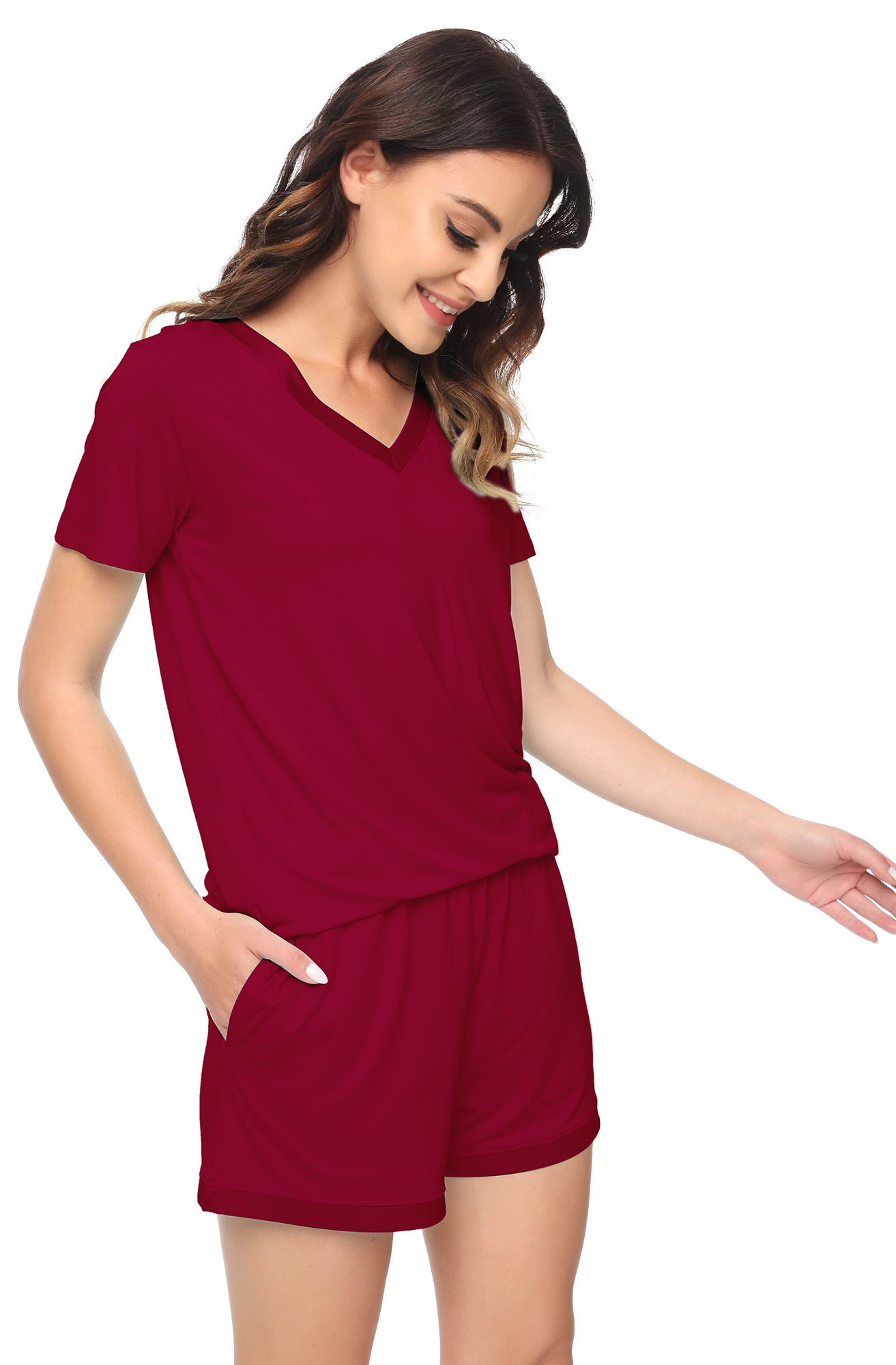WiWi Bamboo Pajamas Set for Women Short Sets Summer Plus Size