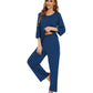 WiWi Bamboo Pajamas for Women Soft 3/4 Sleeve Sleepwear Casual Pj Set