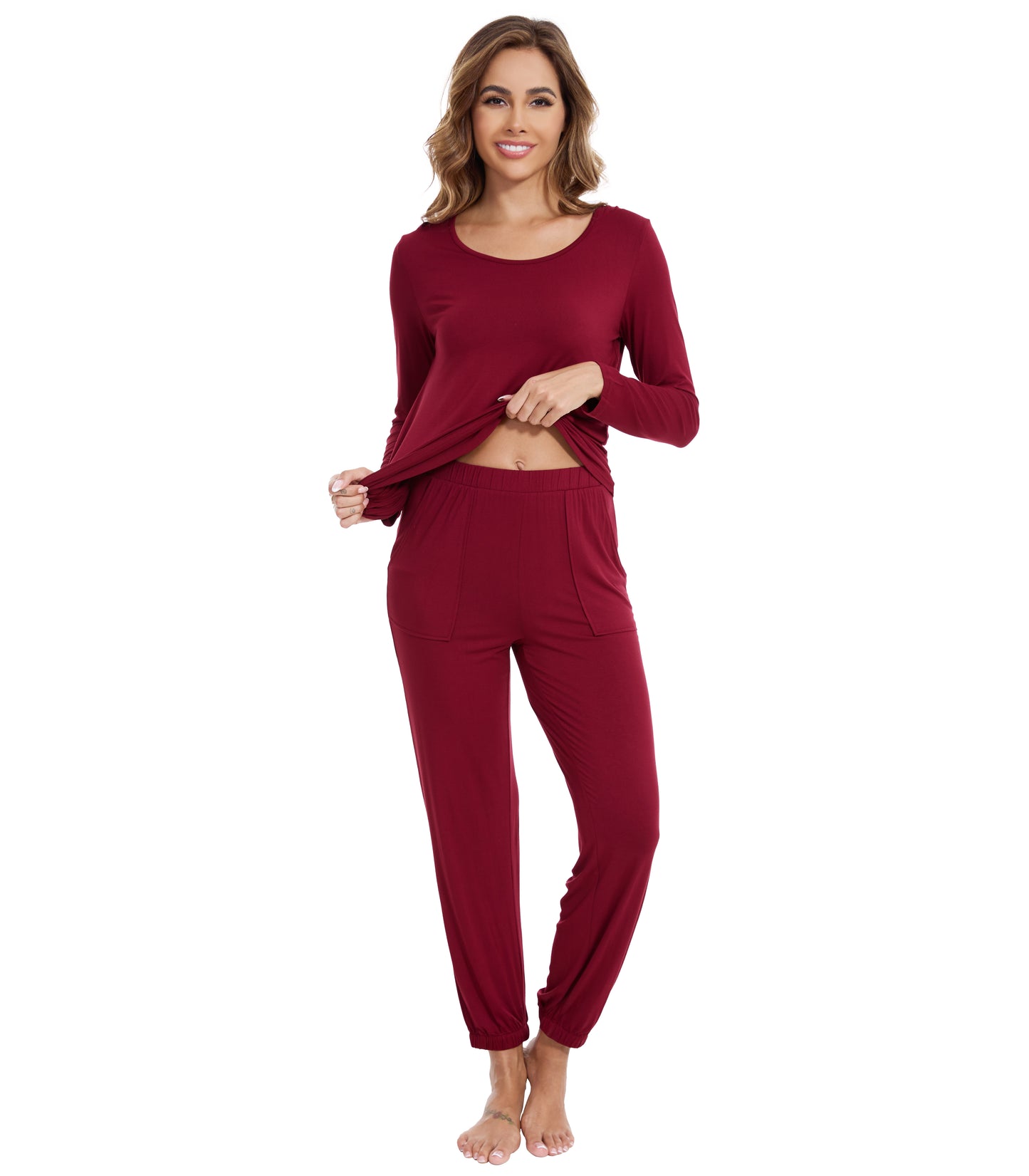 WiWi Scoop Neck Pajama Sets Sport Pajamas for Women