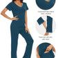 WiWi Bamboo Pajamas Set Soft Sleepwear Short Sleeve Top with Pant