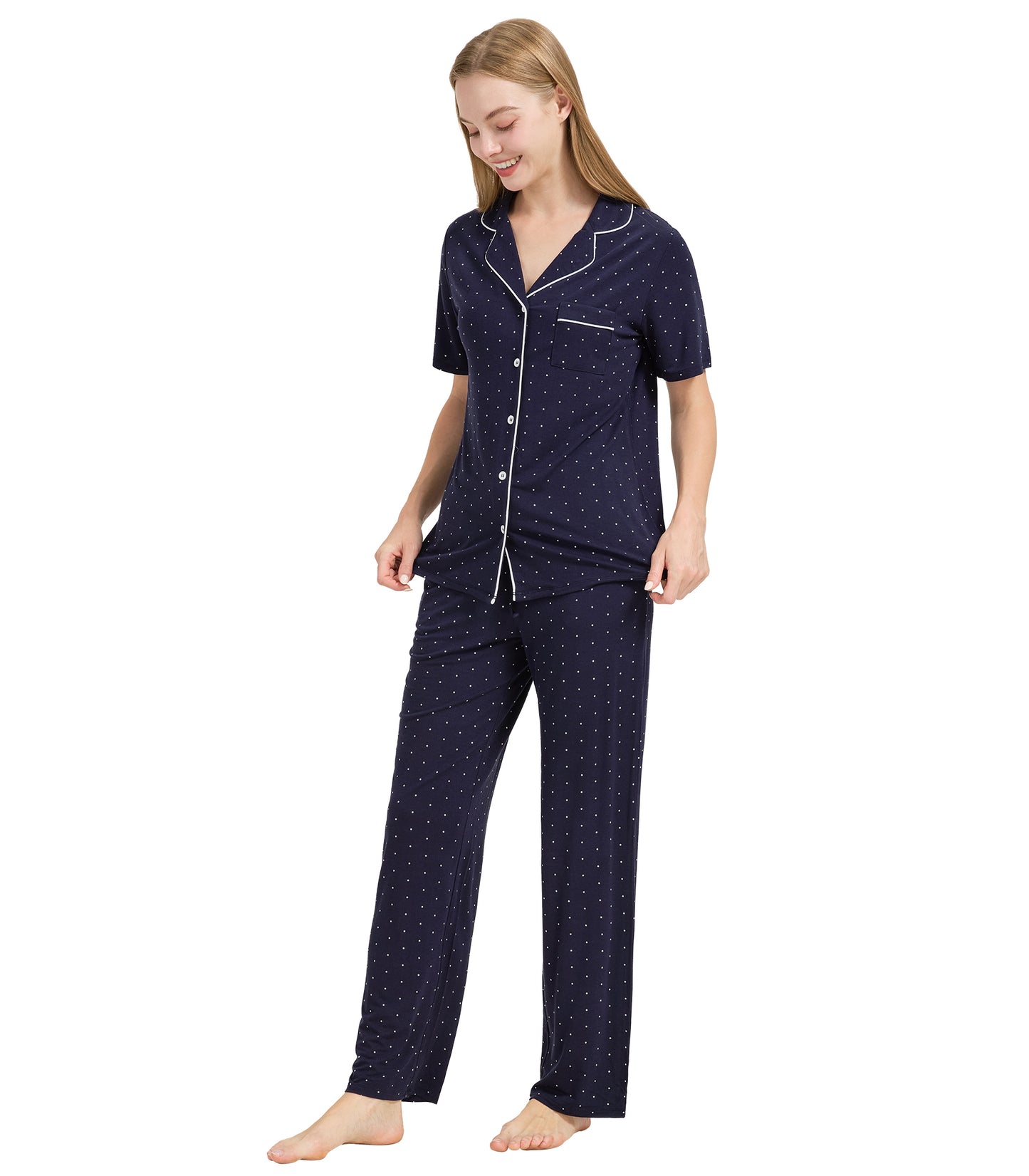 WiWi Womens Pajamas Set Soft Button Down Sleepwear