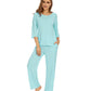 WiWi Bamboo Pajamas for Women Soft 3/4 Sleeve Sleepwear Casual Pj Set
