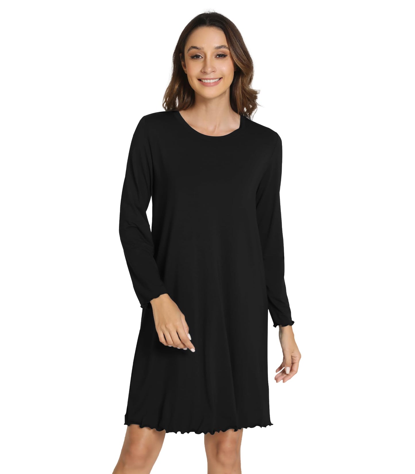 WiWi Nightgowns for Women Soft Long Sleeve Nightshirts