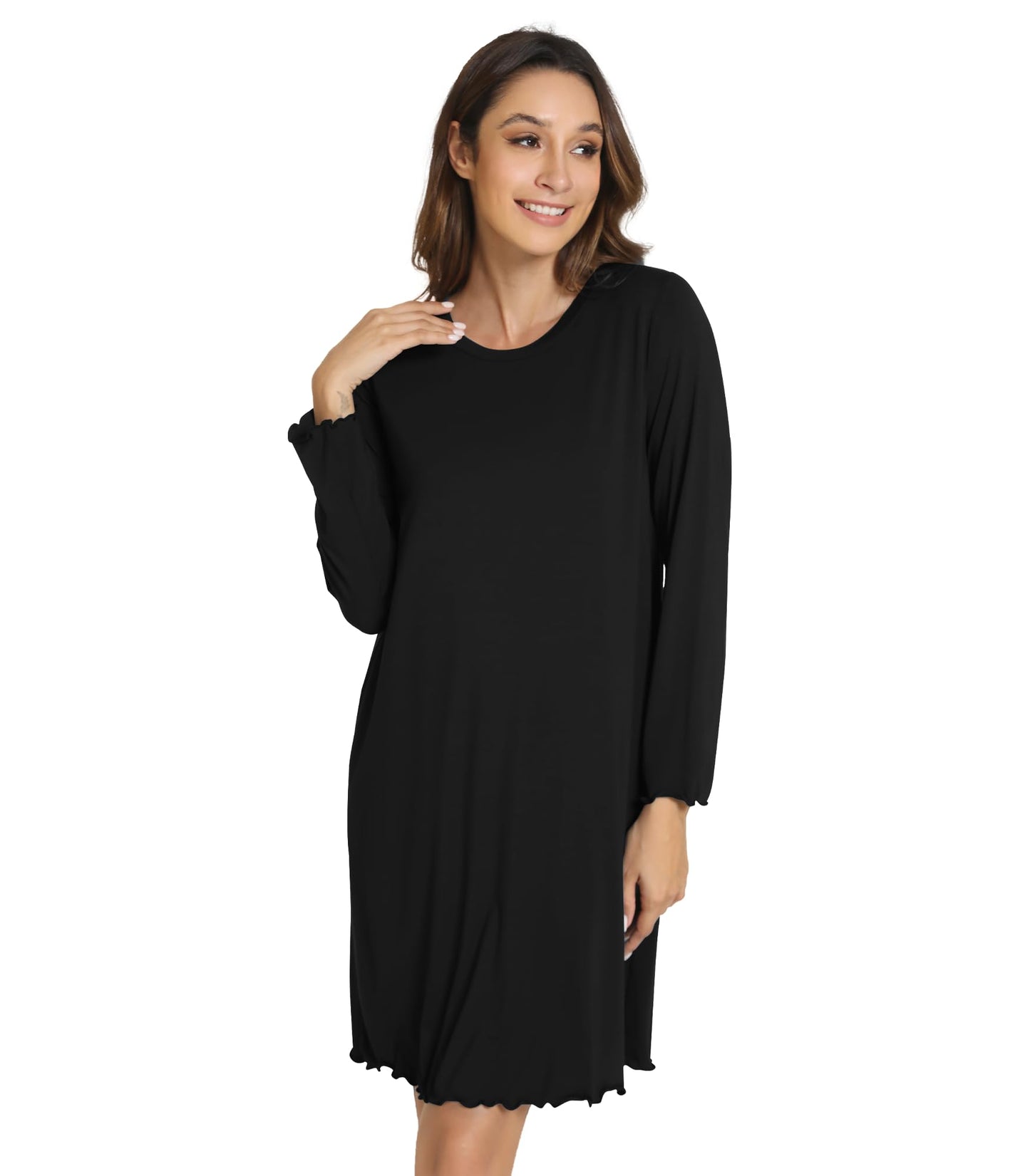 WiWi Nightgowns for Women Soft Long Sleeve Nightshirts