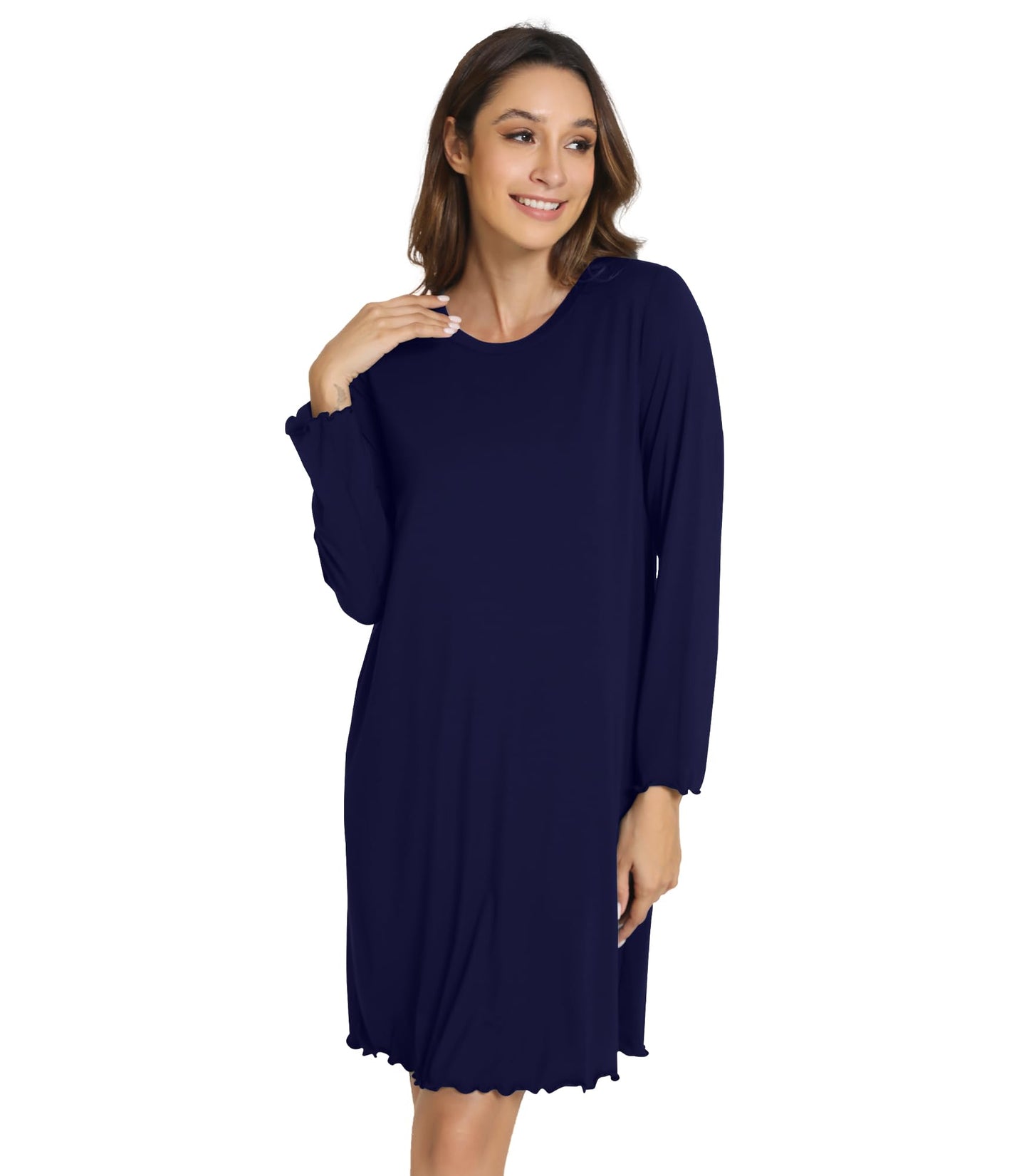 WiWi Nightgowns for Women Soft Long Sleeve Nightshirts