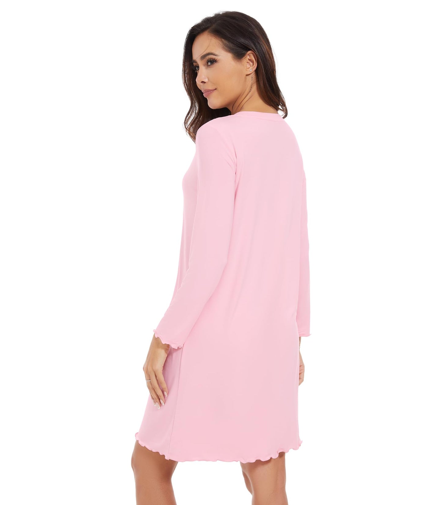 WiWi Nightgowns for Women Soft Long Sleeve Nightshirts
