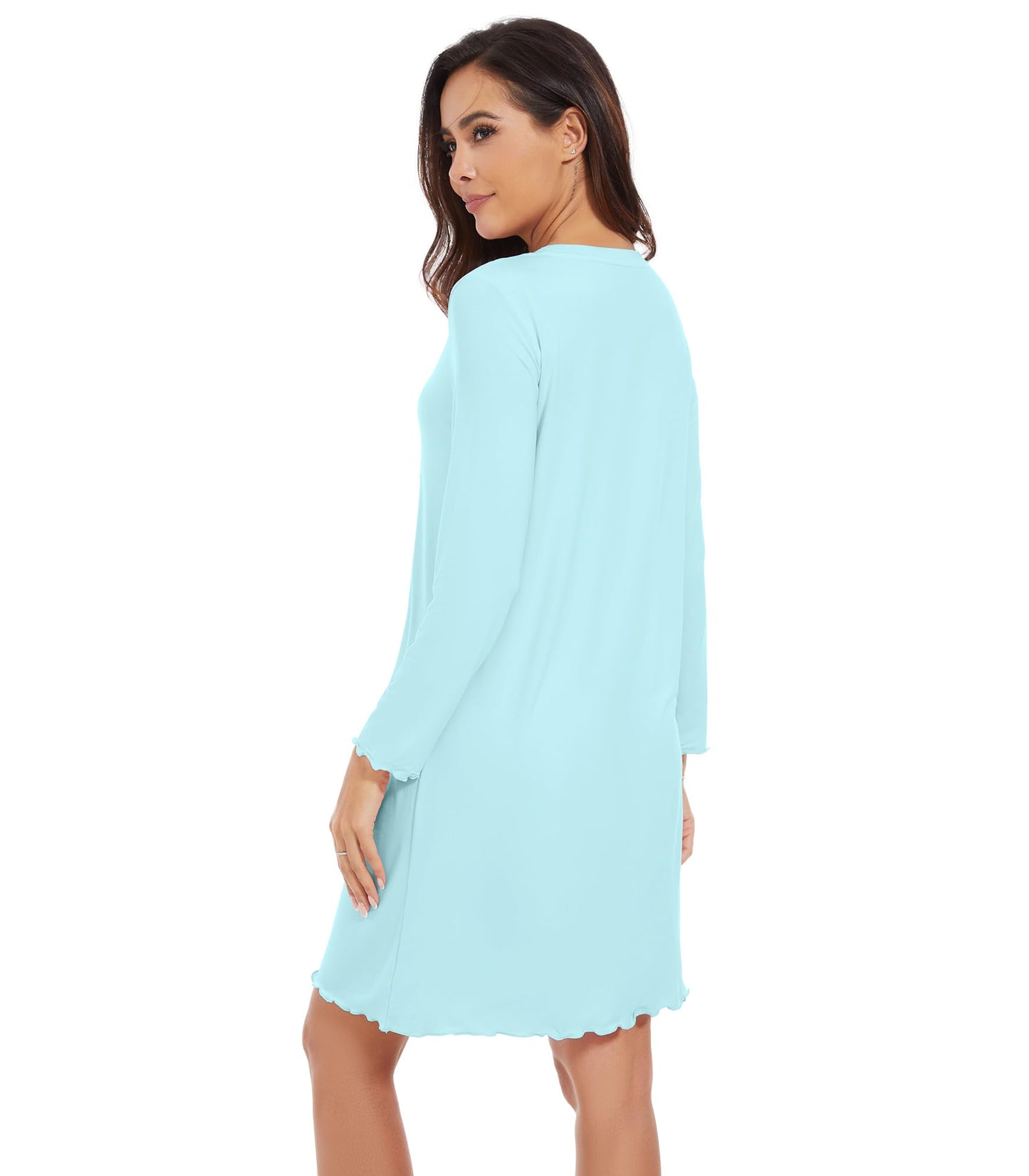 WiWi Nightgowns for Women Soft Long Sleeve Nightshirts