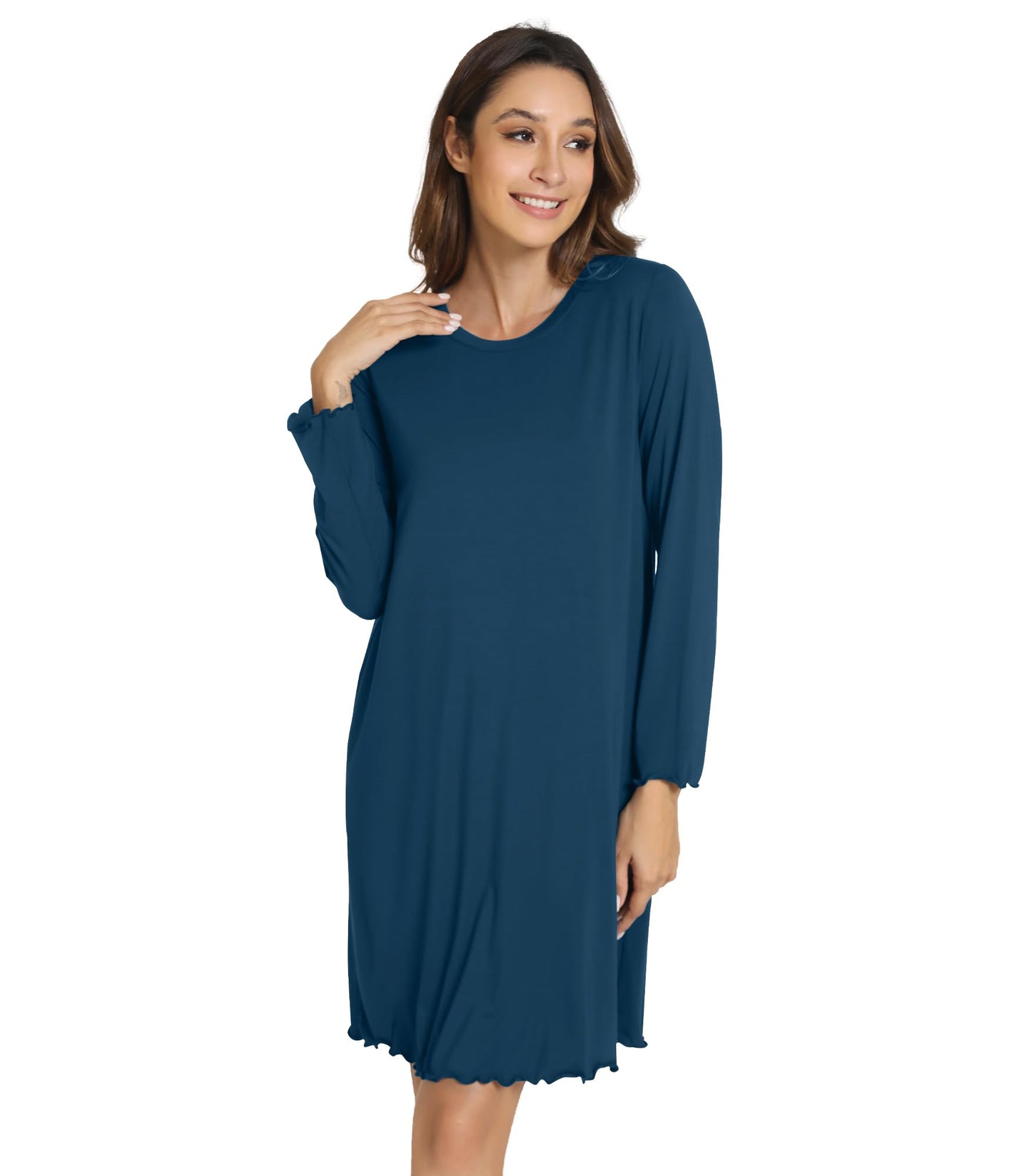 WiWi Nightgowns for Women Soft Long Sleeve Nightshirts