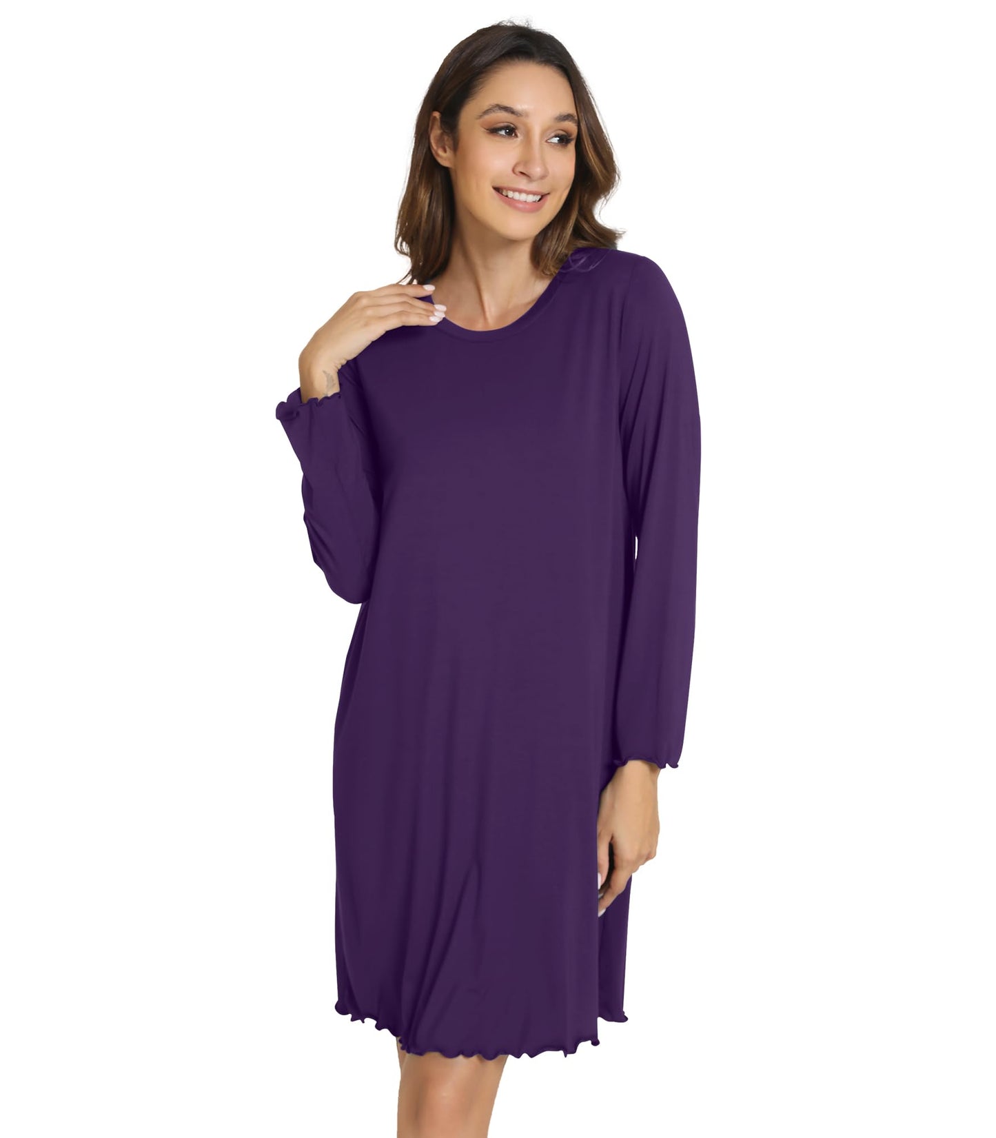 WiWi Nightgowns for Women Soft Long Sleeve Nightshirts