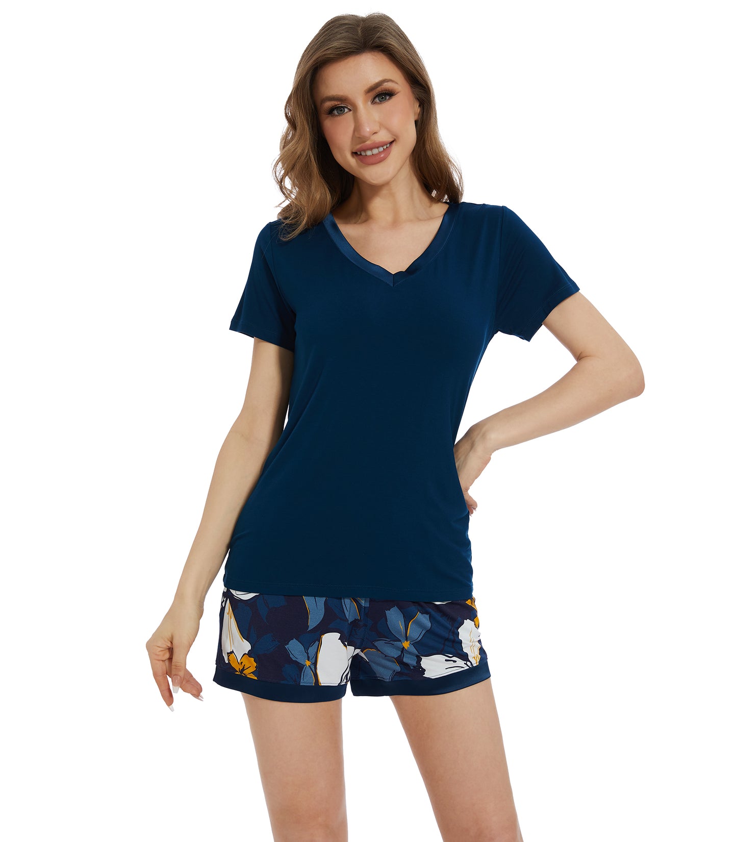 WiWi Bamboo Pajamas Set for Women Short Sets Summer Plus Size