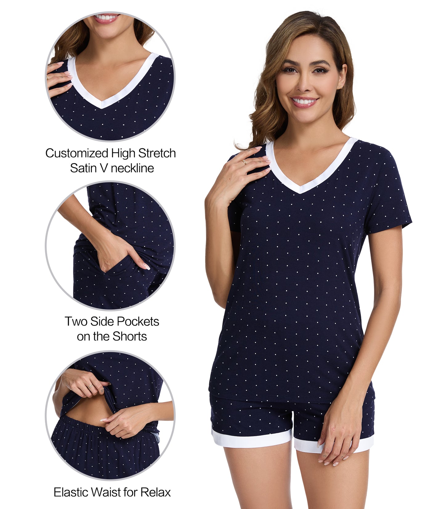 WiWi Bamboo Pajamas Set for Women Short Sets Summer Plus Size