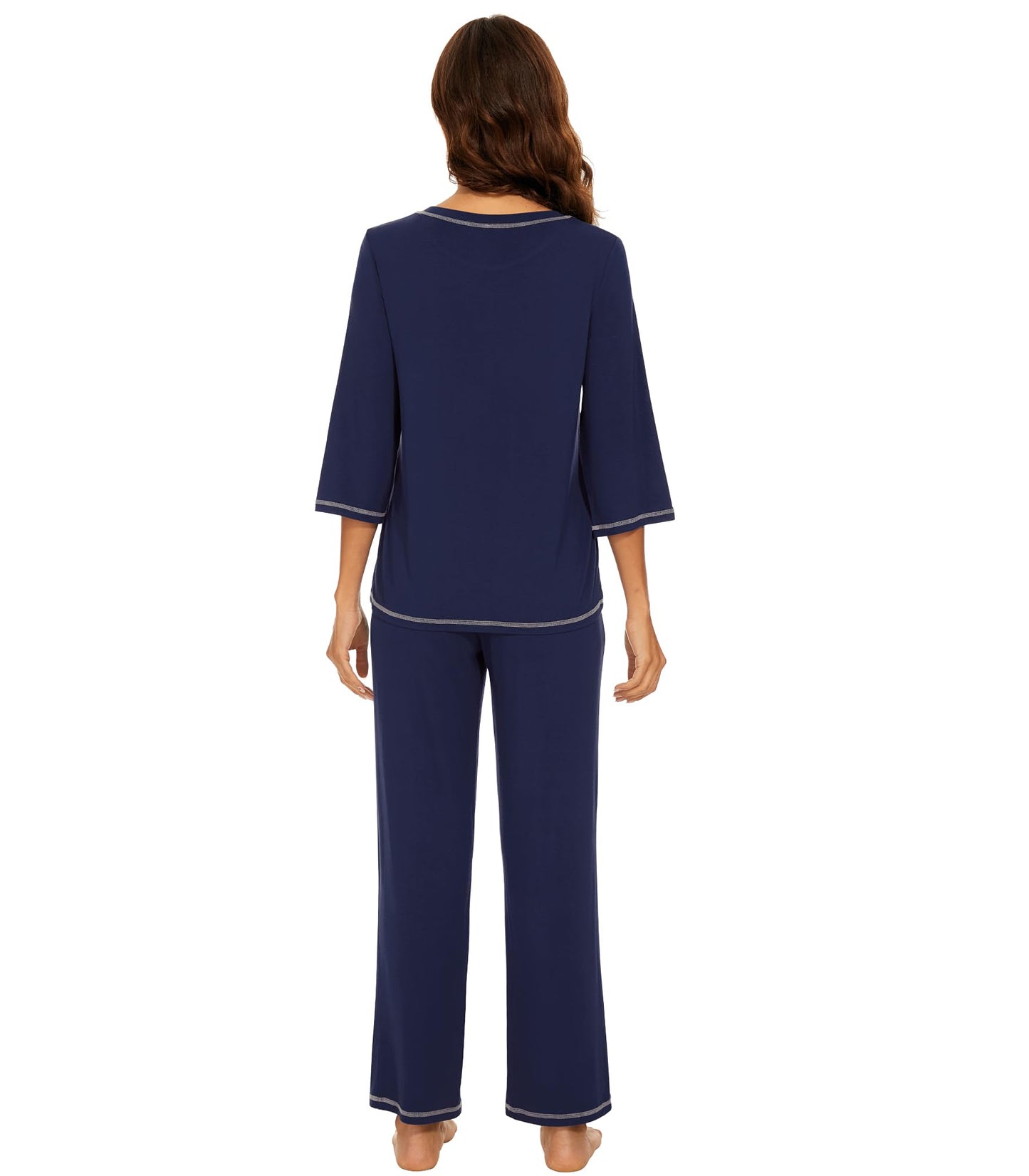 WiWi Women's Bamboo Pajama Sets Soft Loose Comfy Top with Pants