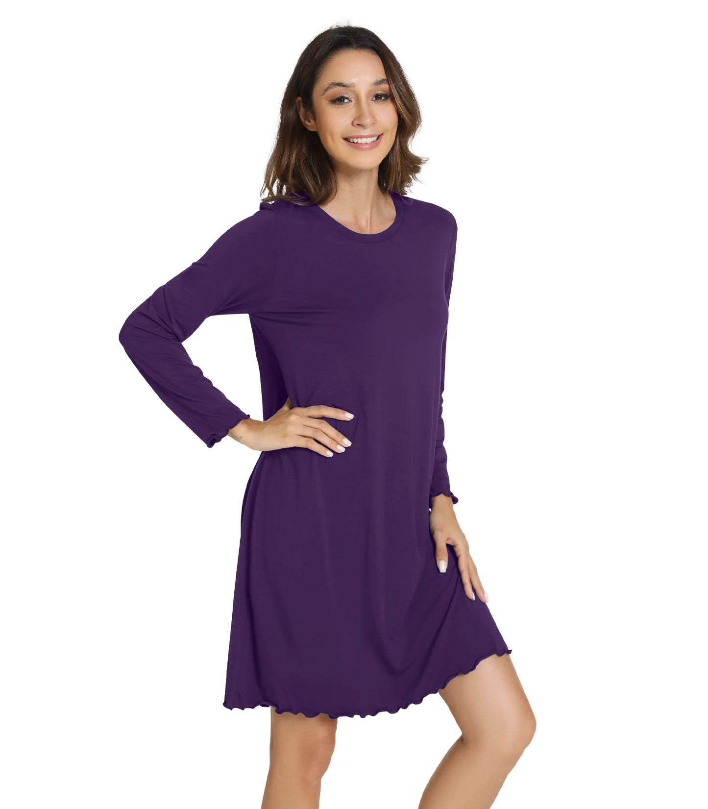 WiWi Nightgowns for Women Soft Long Sleeve Nightshirts